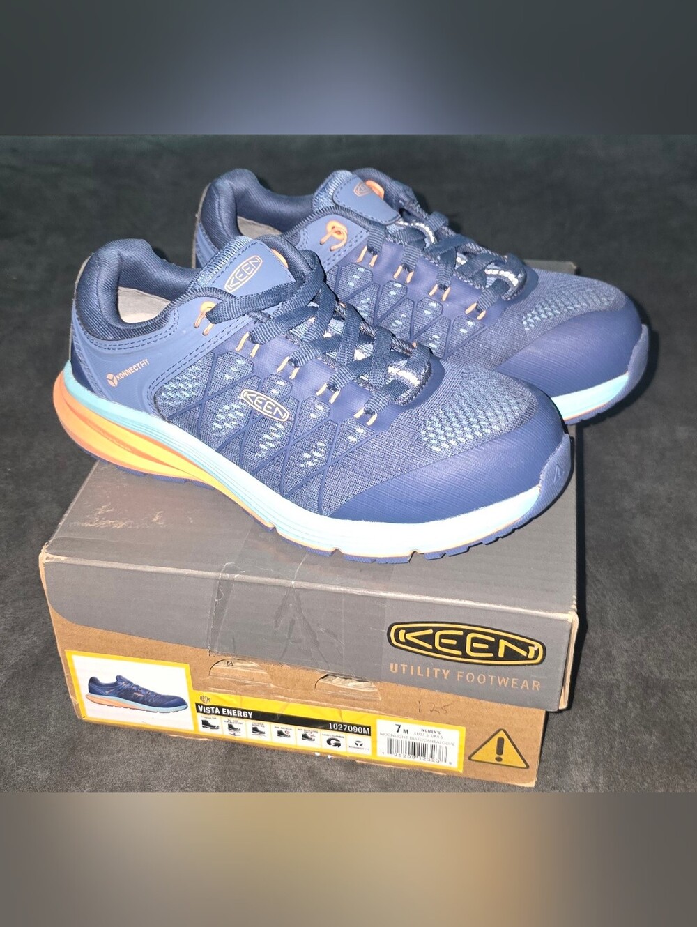Women's Blue Athletic Work Shoe with Safey Composite Steel Toe .